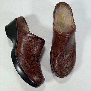 Alegria Isabelle Yeehaw Brown Leather Mules Women's Size 10